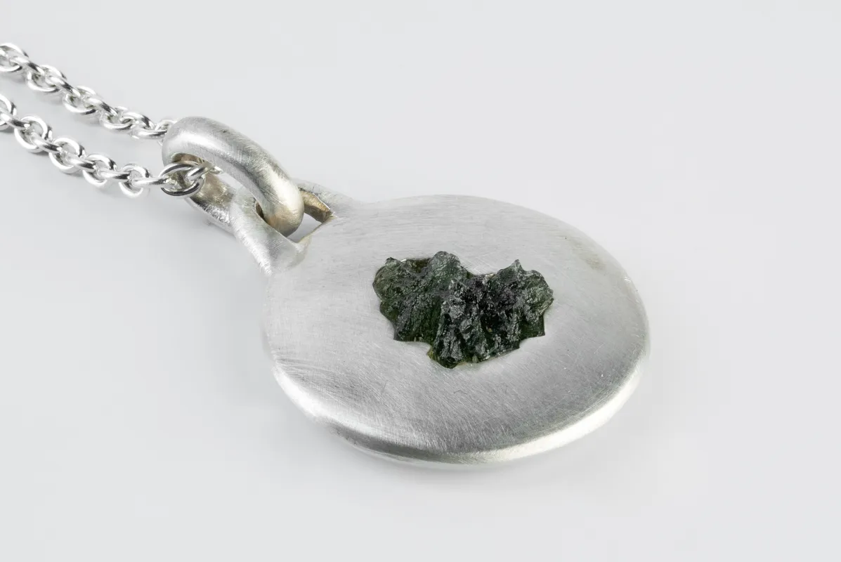 Morphed Disk Necklace (35mm, Moldavite, MA+MOL) sold by Parts of Four