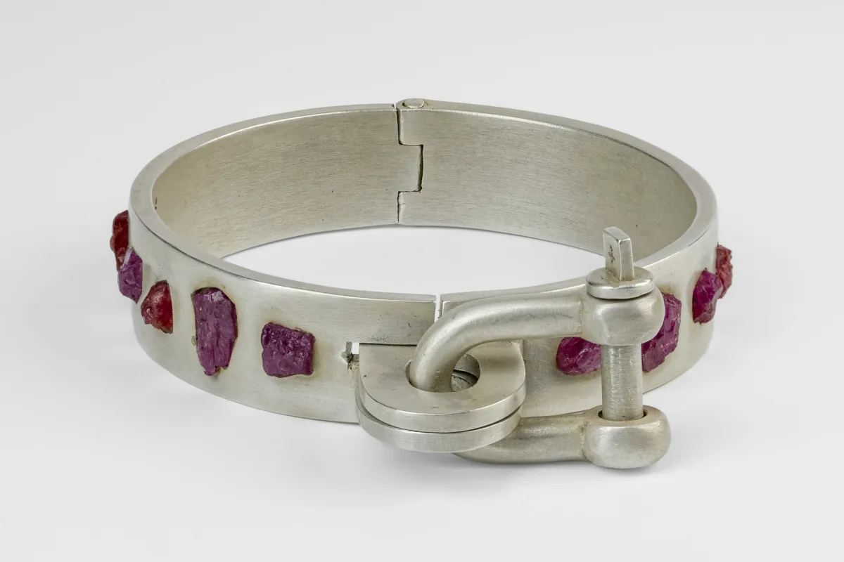 Restraint Cuff (Charm Version, Embed, Dirty Ruby Slabs, 15mm, DA+DRUS) sold by Parts of Four