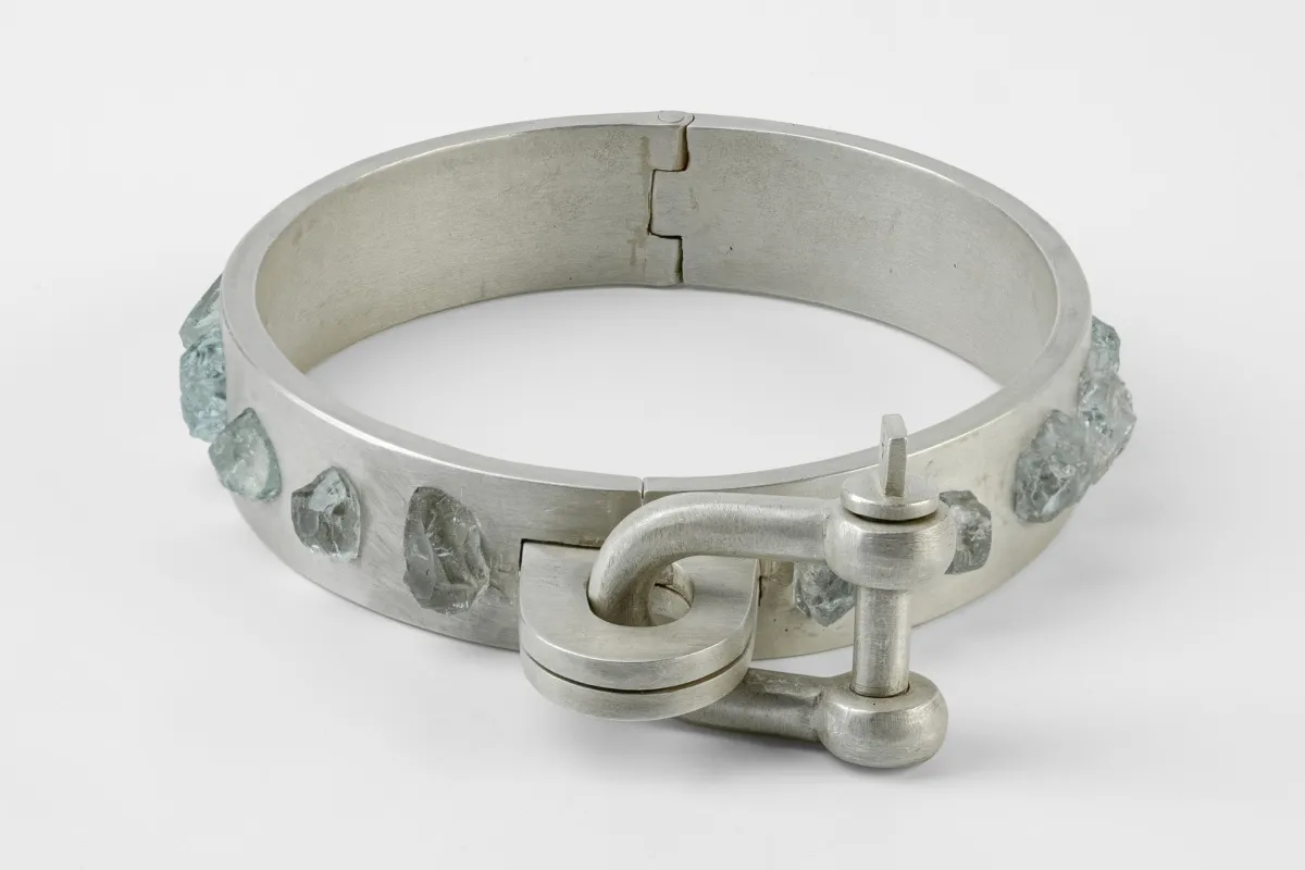 Restraint Cuff (Charm Version, Embed, Aquamarine, 15mm, DA+AQU) sold by Parts of Four