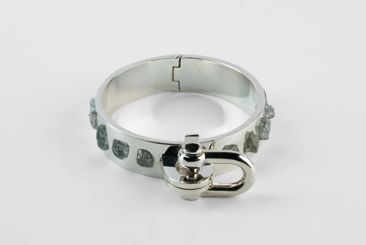 Restraint Cuff (Charm Version, Embed, Aquamarine, 15mm, PA+AQU) sold by Parts of Four