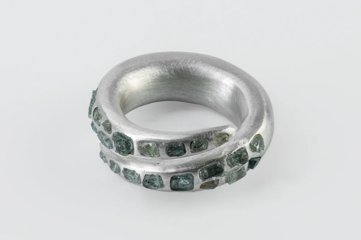 Split Mountain Ring (Arc Set, Mega Pavé, Aquamarine, MA+AQU) sold by Parts of Four