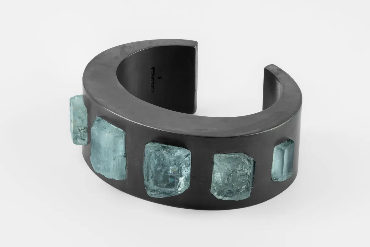 Crescent Bracelet (Embed, Aquamarine, 30mm, KAS+AQU) sold by Parts of Four