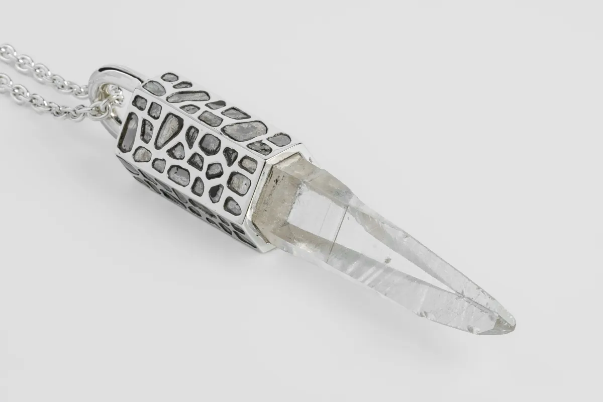 Talisman Necklace (Mega Pavé, Lemurian Quartz, PA+DIA+LEM) sold by Parts of Four