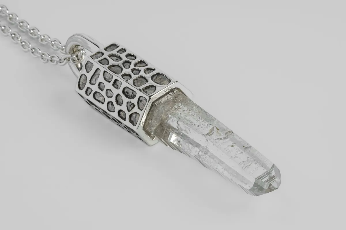 Talisman Necklace (Mega Pavé, Lemurian Quartz, PA+DIA+LEM) sold by Parts of Four