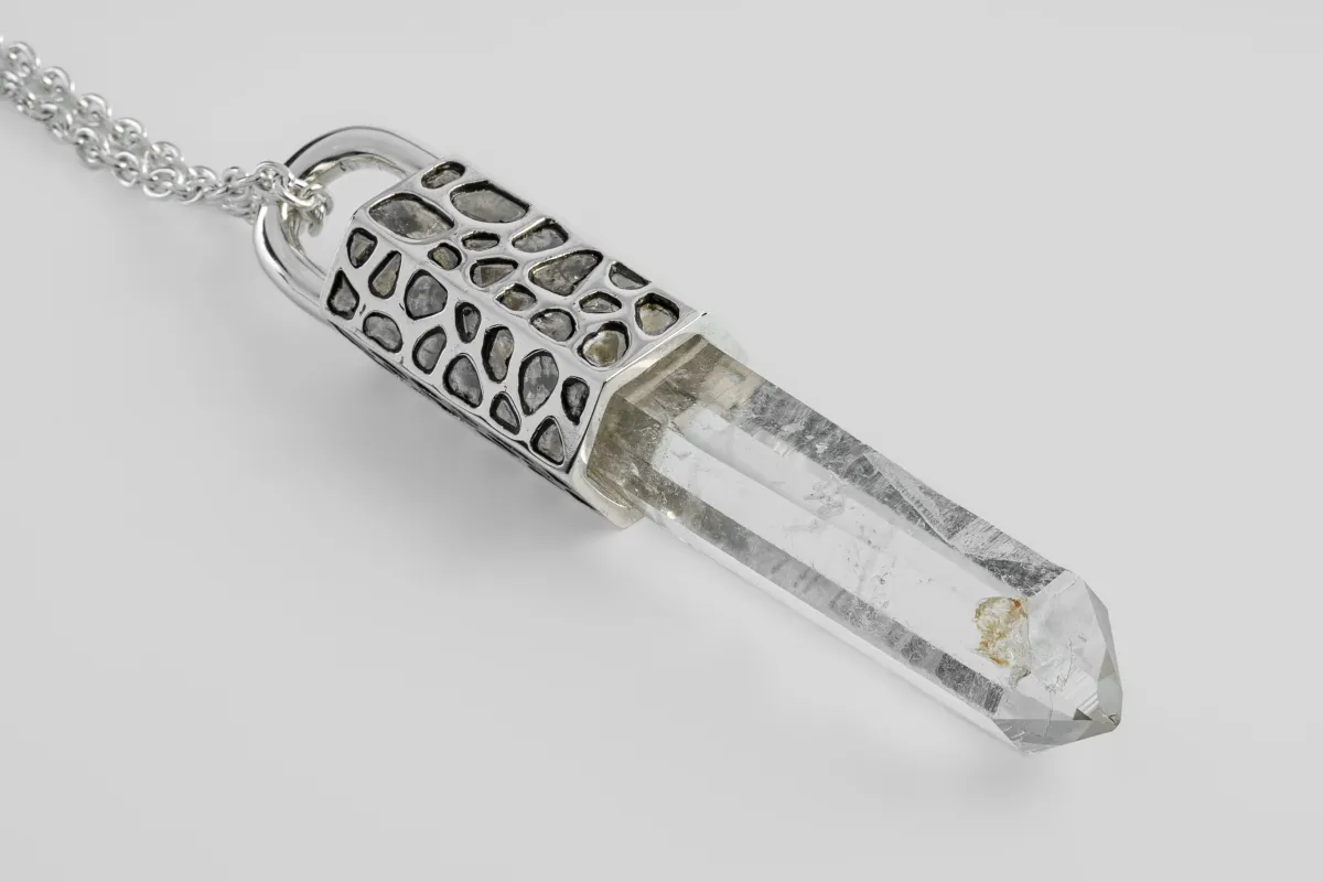 Talisman Necklace (Mega Pavé, Lemurian Quartz, PA+DIA+LEM) sold by Parts of Four