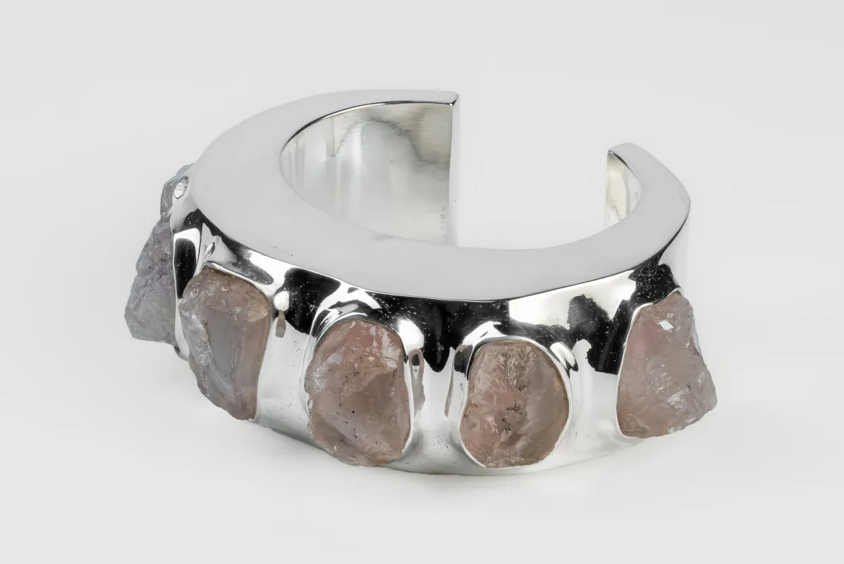 Crescent Bracelet (Terrestrial Surfaced, Rose Quartz, 30mm, YS+ROS) sold by Parts of Four
