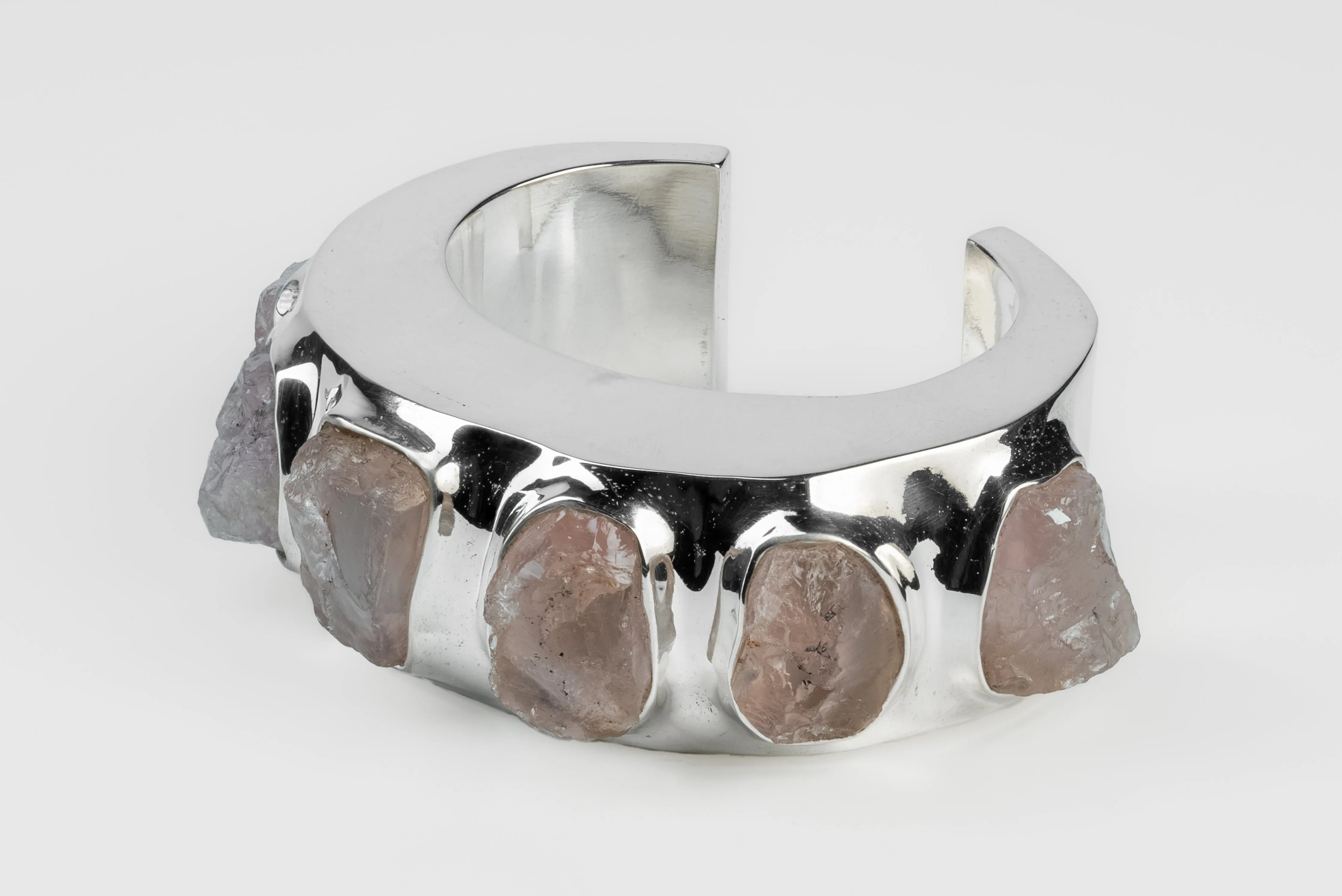 Crescent Bracelet (Terrestrial Surfaced, Rose Quartz, 30mm, YS+ROS) sold by Parts of Four