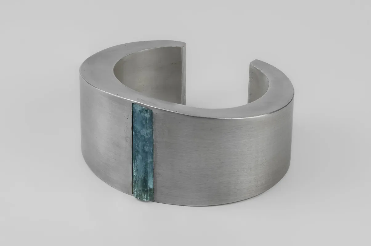 Crescent Bracelet (Mineral Collision, Absorbed, Aquamarine, 30mm, AS+AQU) sold by Parts of Four