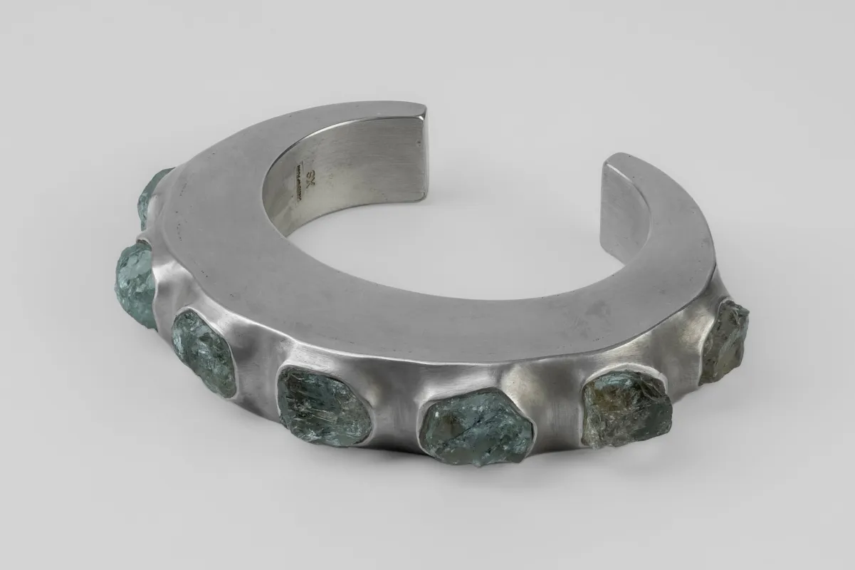 Crescent Bracelet (Terrestrial Surfaced, Aquamarine, 15mm, AS+AQU) sold by Parts of Four