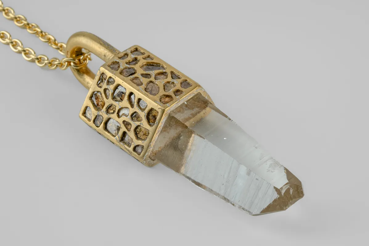 Talisman Necklace (Mega Pavé, Lemurian Quartz, AGA+DIA+LEM) sold by Parts of Four