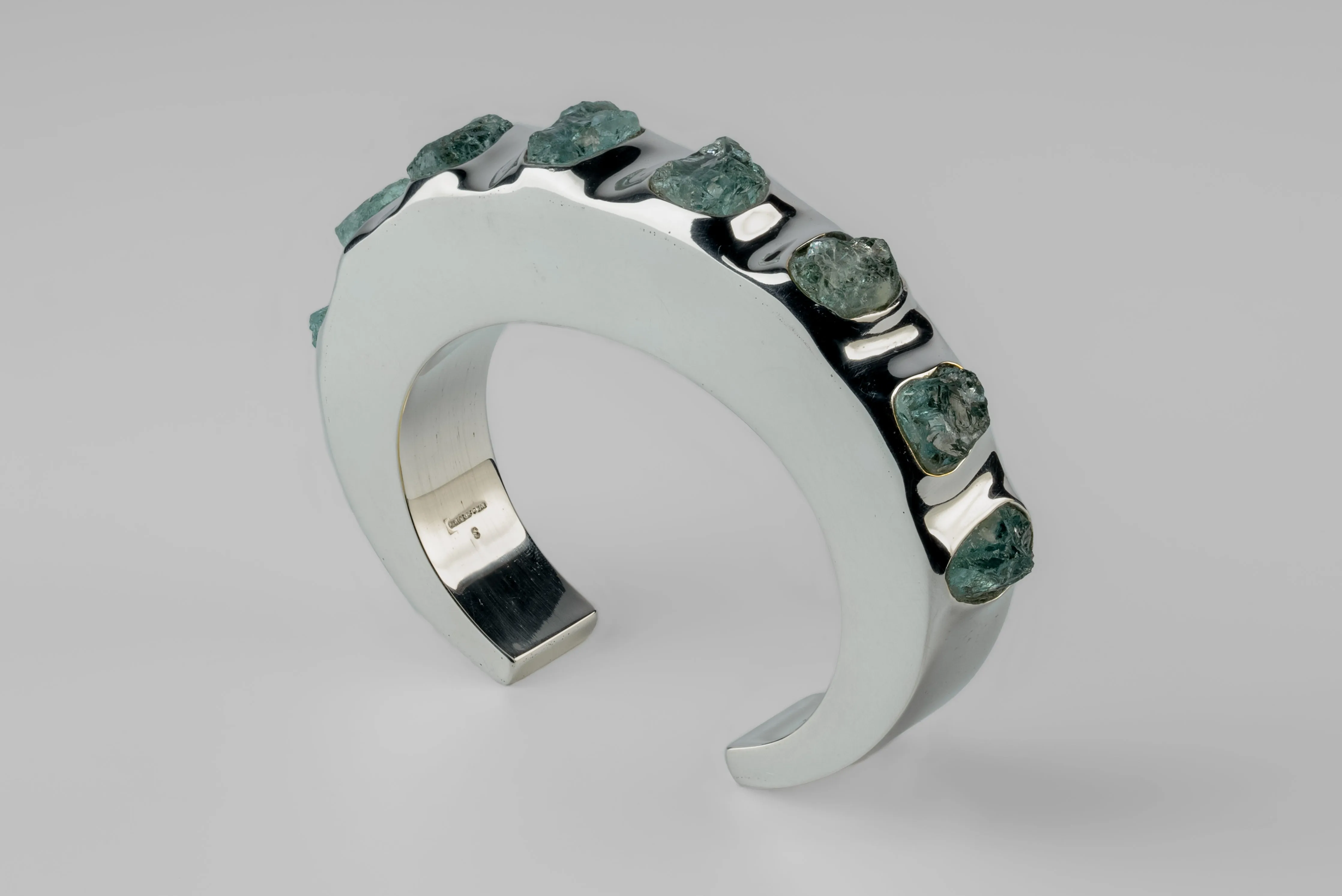 Crescent Bracelet (Terrestrial Surfaced, Aquamarine, 15mm, YS+AQU) sold by Parts of Four product image thumbnail 2