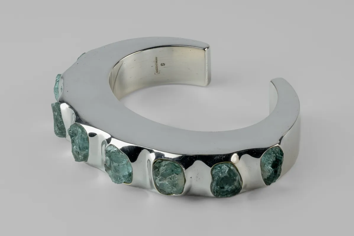 Crescent Bracelet (Terrestrial Surfaced, Aquamarine, 15mm, YS+AQU) sold by Parts of Four