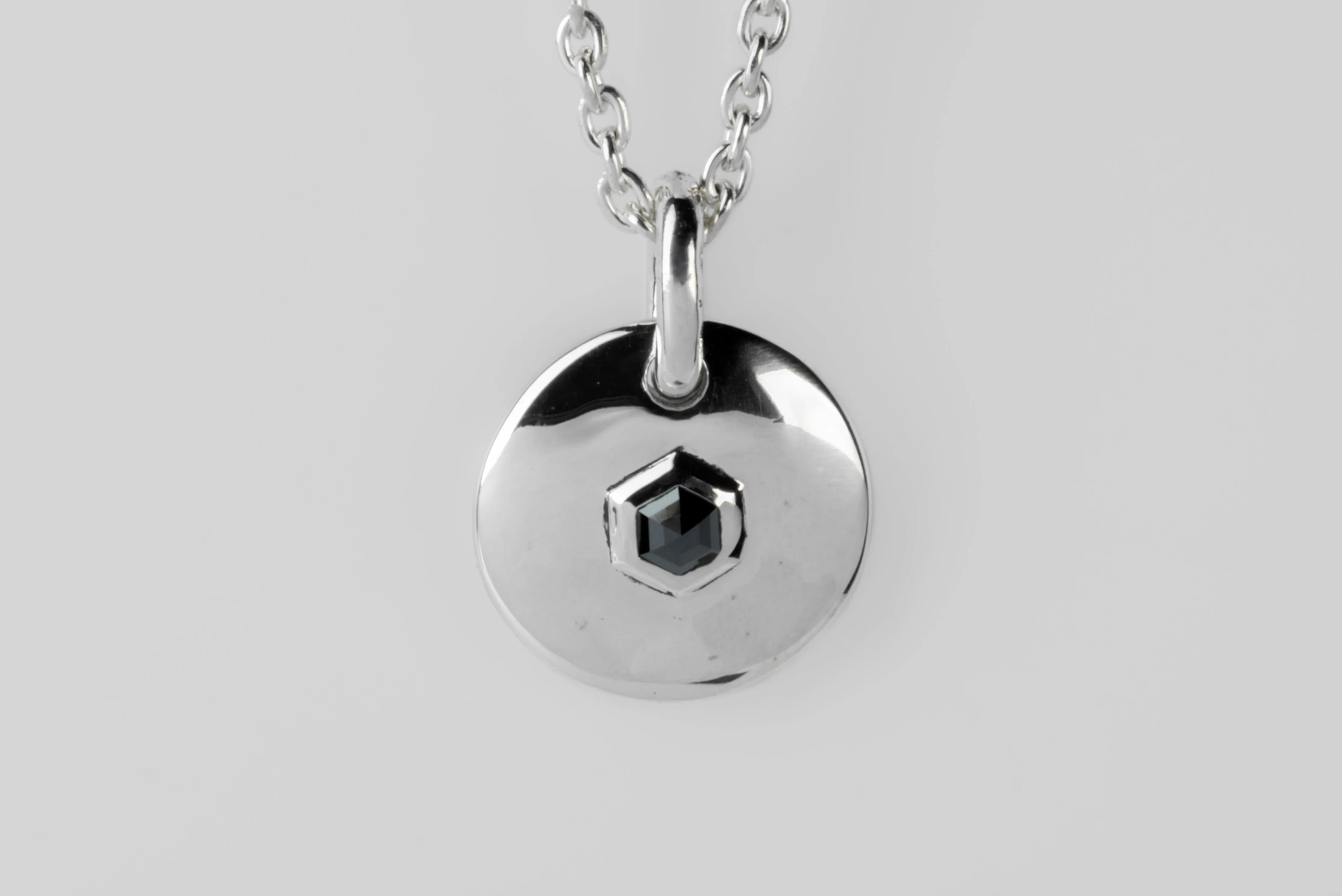 Disk Necklace (25mm, Fancy Setting, Black Hex Diamond, 0.5 CT, 50cm, PA+BLKDIA) sold by Parts of Four product image thumbnail 3