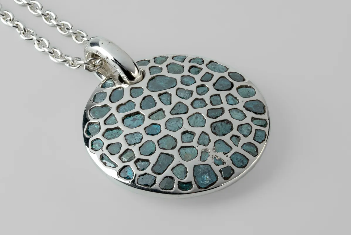 Disk Necklace (40mm, Mega Pavé, Blue Diamond Slabs, PA+BDIA) sold by Parts of Four