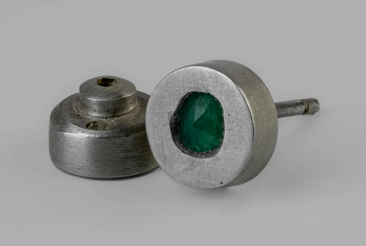 Tiny Stud Earring (0.1 CT, Emerald, DA+EMER) sold by Parts of Four