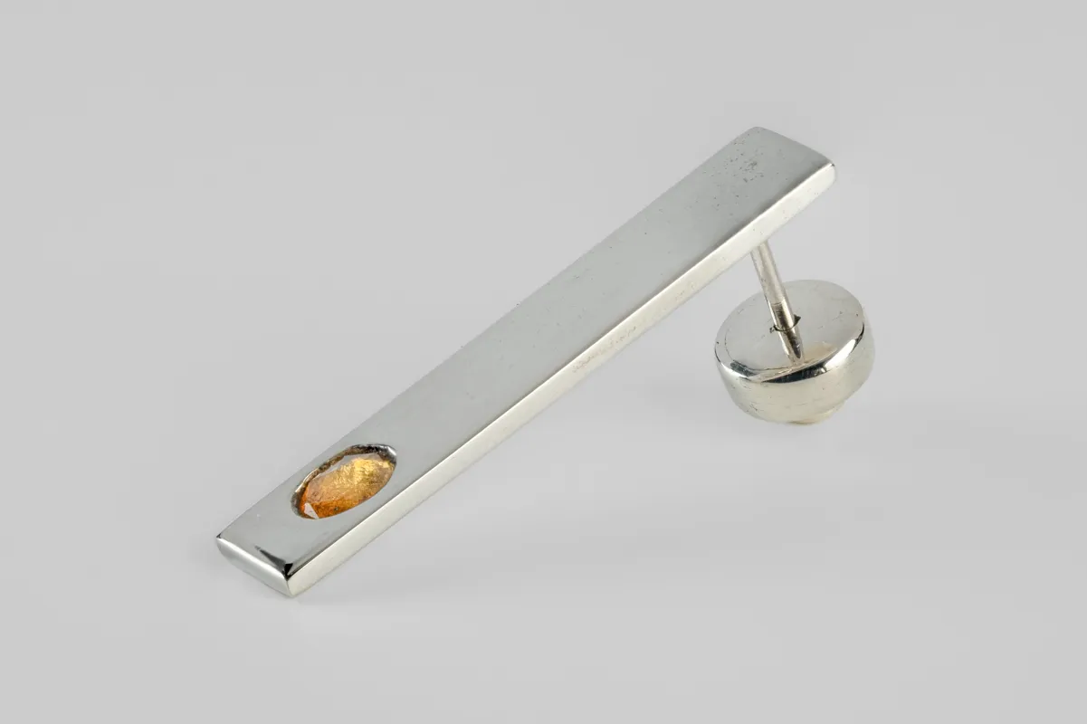 Plate Earring (0.2 CT, Orange Sapphire Faceted Slab, 34mm, PA+OSAF) sold by Parts of Four