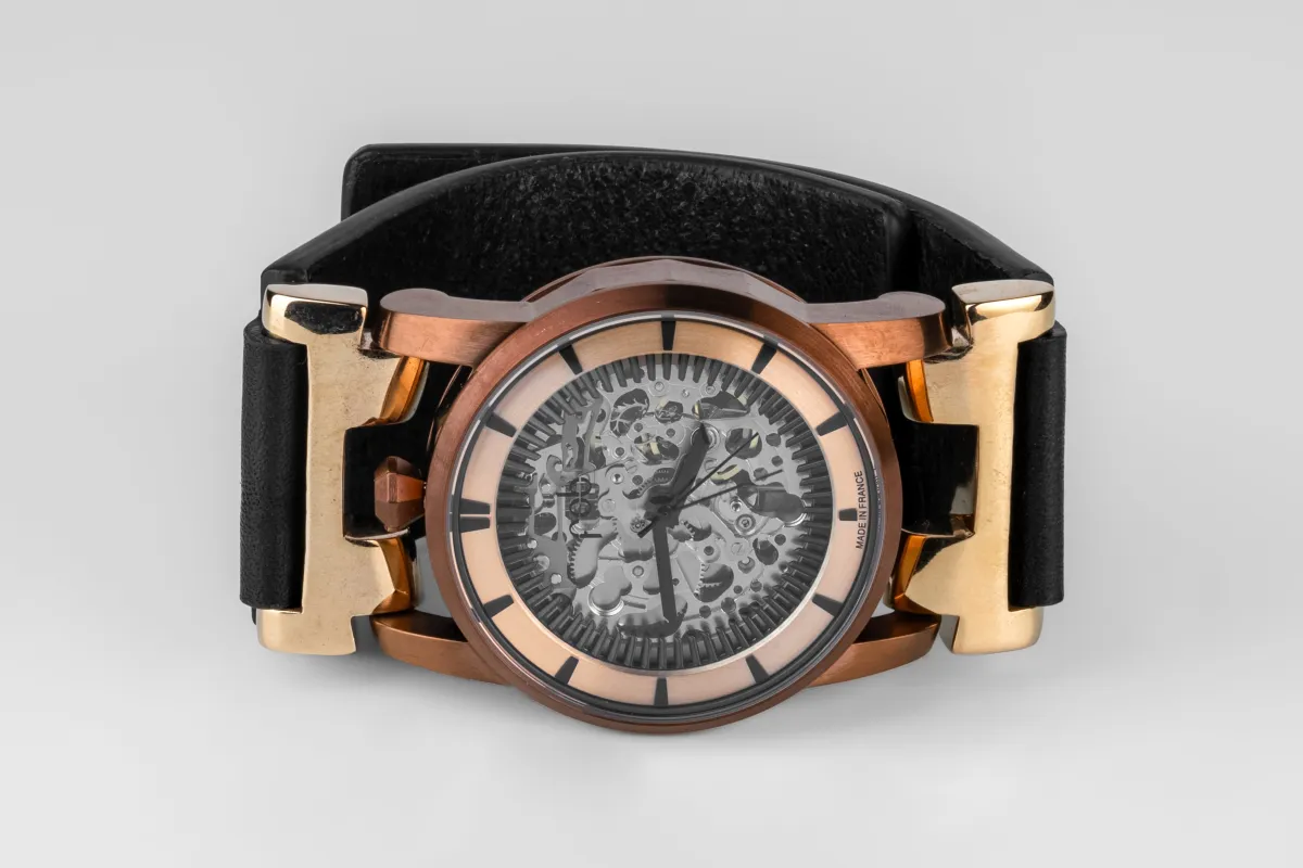 P4—FOB Watch #8234 (Straight Strap [Studs], Rose Skeleton, YMA-NG) sold by Parts of Four