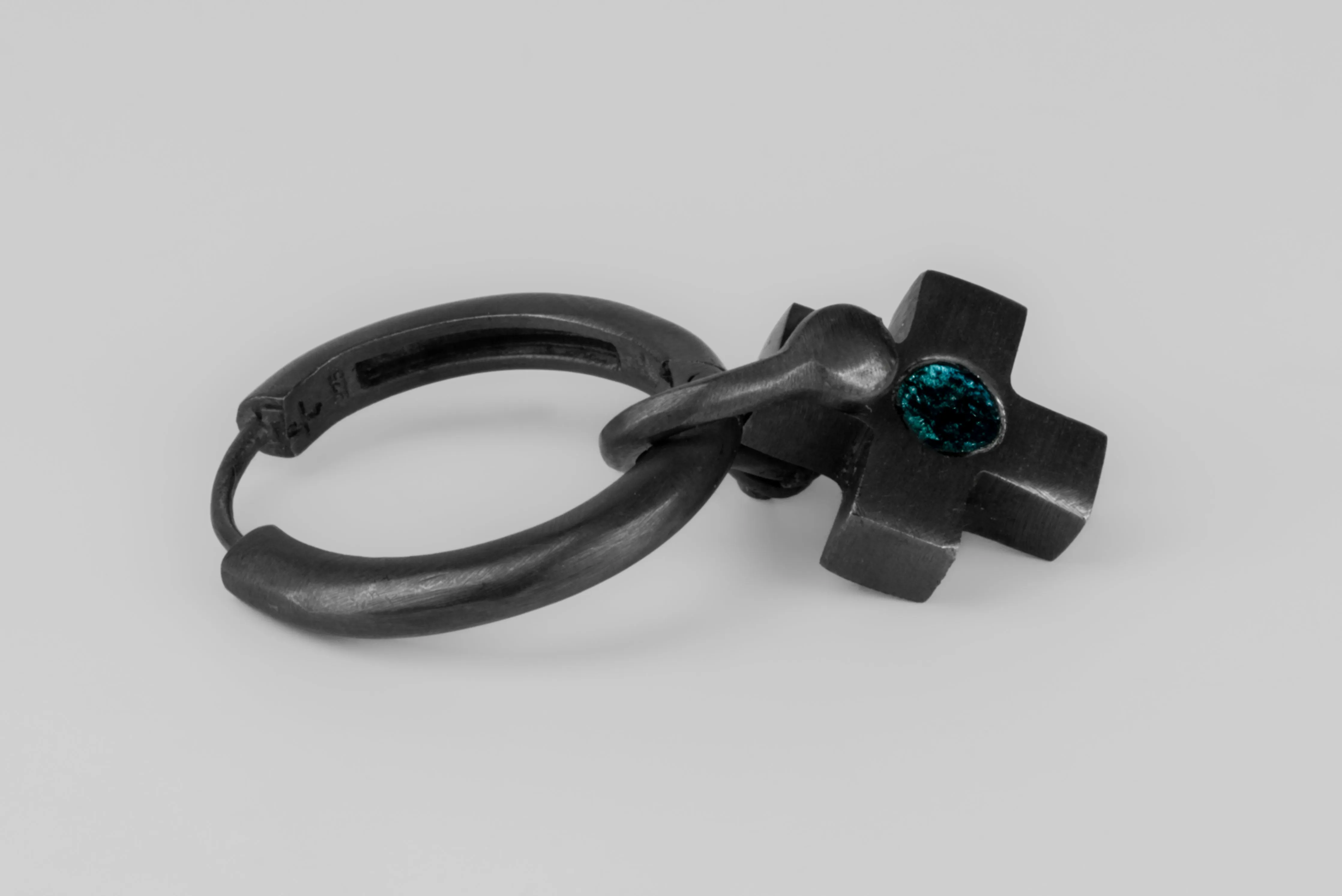 Hoop Earring (Small, Plus Charm Var., 0.1 CT, Blue Diamond Slab, 15mm, KA+BDIA) sold by Parts of Four product image thumbnail 3