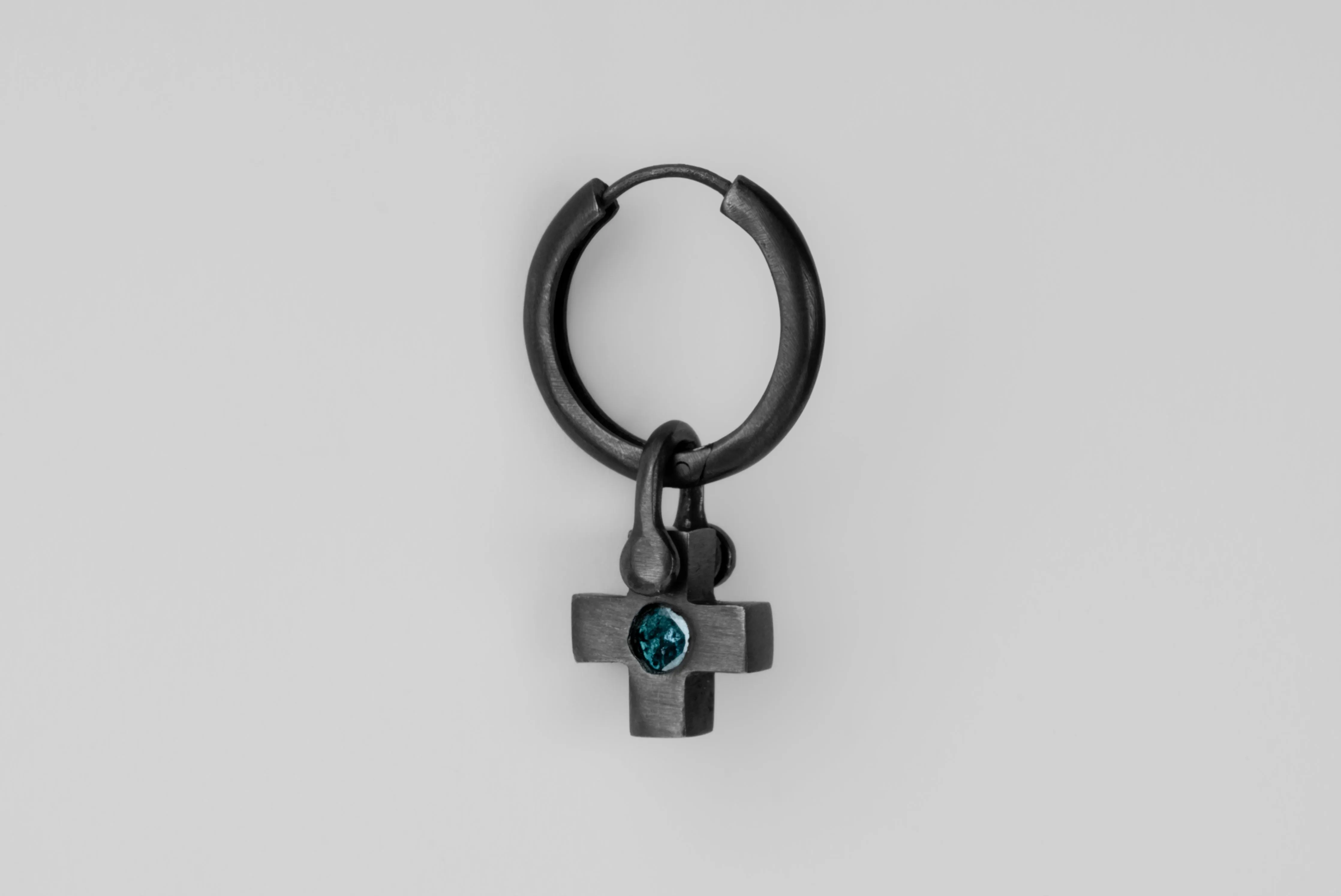 Hoop Earring (Small, Plus Charm Var., 0.1 CT, Blue Diamond Slab, 15mm, KA+BDIA) sold by Parts of Four product image thumbnail 4