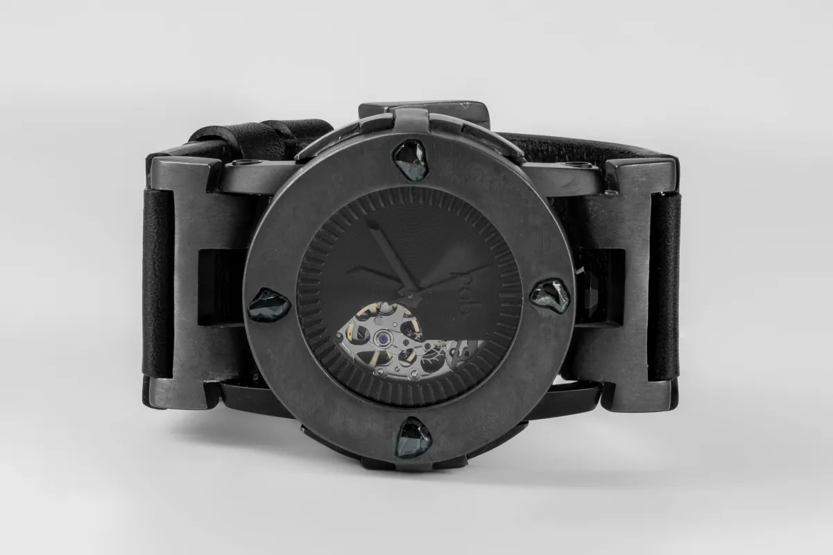 P4—FOB Watch #8297 (Case [0.8 CT, 4 Diamond Slabs], Straight Strap [Buckle], Phantom, KA+DIA-KA-NG) sold by Parts of Four