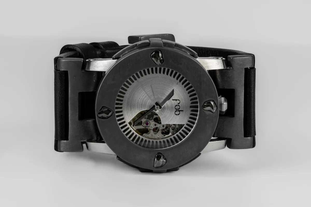 P4—FOB Watch #8295 (Case [0.8 CT, 4 Diamond Slabs], Straight Strap [Buckle], Oblivion, KA+DIA-KA-NG) sold by Parts of Four