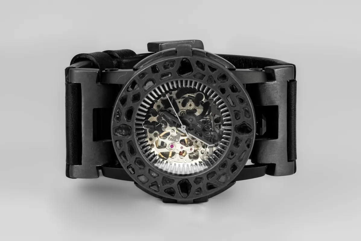 P4—FOB Watch #8288 (Case [Mega Pavé], Straight Strap [Buckle], Black Matte, KA+DIA-KA-NG) sold by Parts of Four