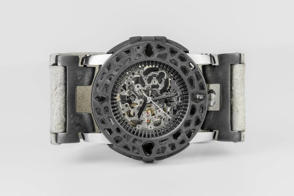 P4—FOB Watch #8315 (Case [Mega Pavé], Straight Strap [Studs], Silver Skeleton, KA+DIA-KA-FLE) sold by Parts of Four