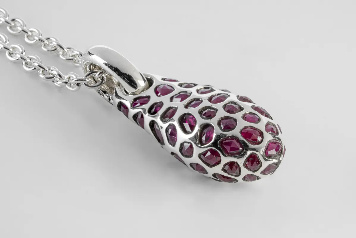 Chrysalis Necklace (Nympha, Mega Pavé, Ruby Slices, No.3, PA+RUB) sold by Parts of Four