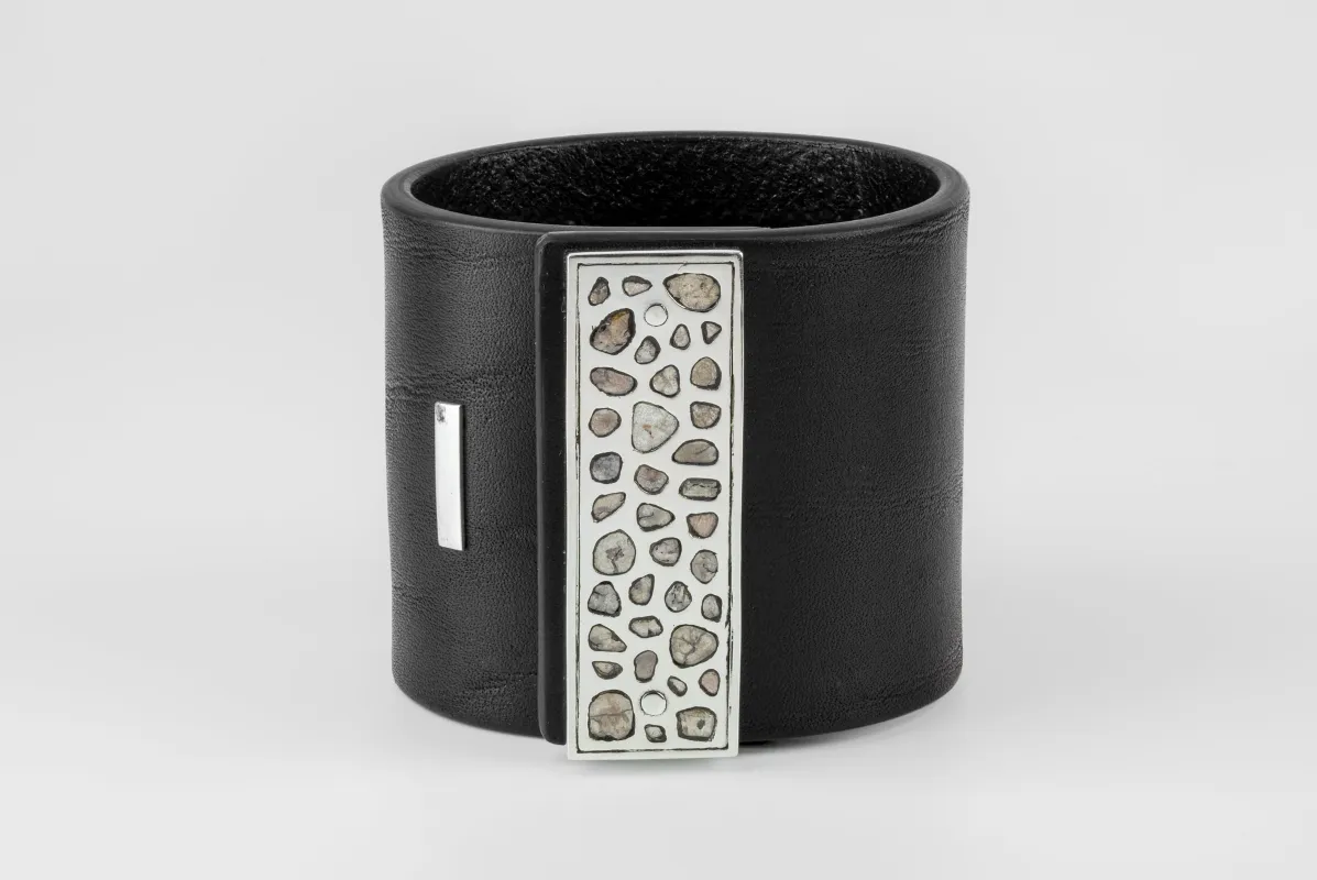 Leather Strap Bracelet (Sistema Bar, Mega Pavé, 60mm, BLK+PA+DIA) sold by Parts of Four