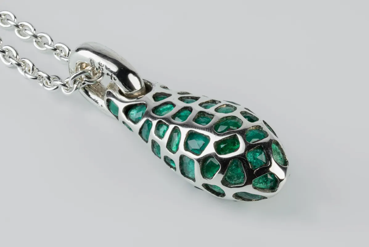 Chrysalis Necklace (Nympha, Mega Pavé, 6.0 CT, Emeralds, No.3, PA+EMER) sold by Parts of Four