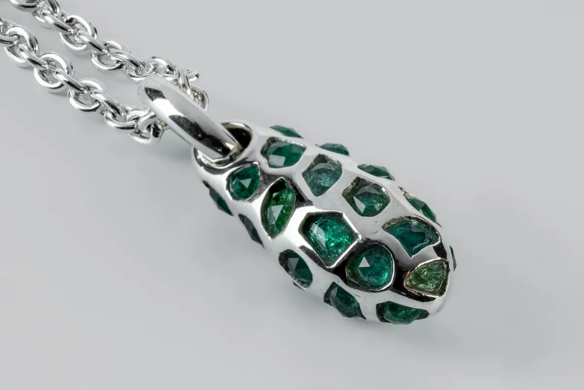 Chrysalis Necklace (Nympha, Mega Pavé, 4.0 CT, Emeralds, No.1, PA+EMER) sold by Parts of Four