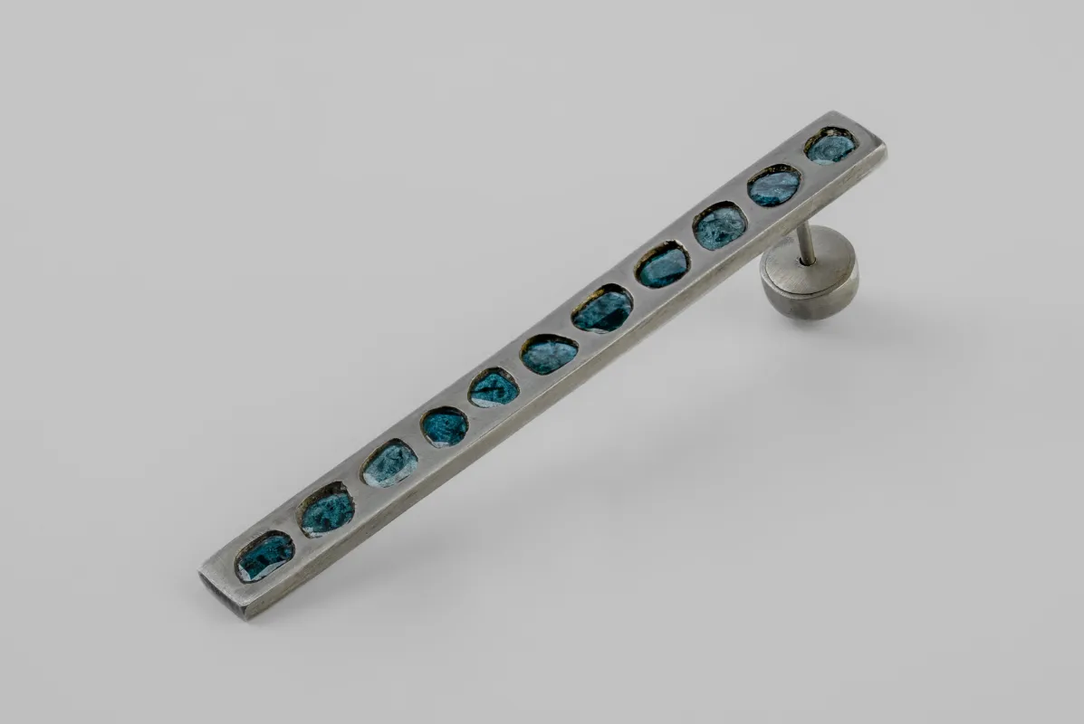 Plate Earring (Mega Pavé, Blue Diamond Slabs, 60mm, DA+BDIA) sold by Parts of Four