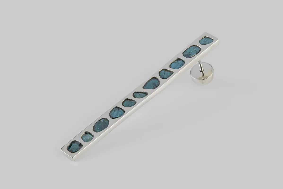 Plate Earring (Mega Pavé, Blue Diamond Slabs, 60mm, PA+BDIA) sold by Parts of Four