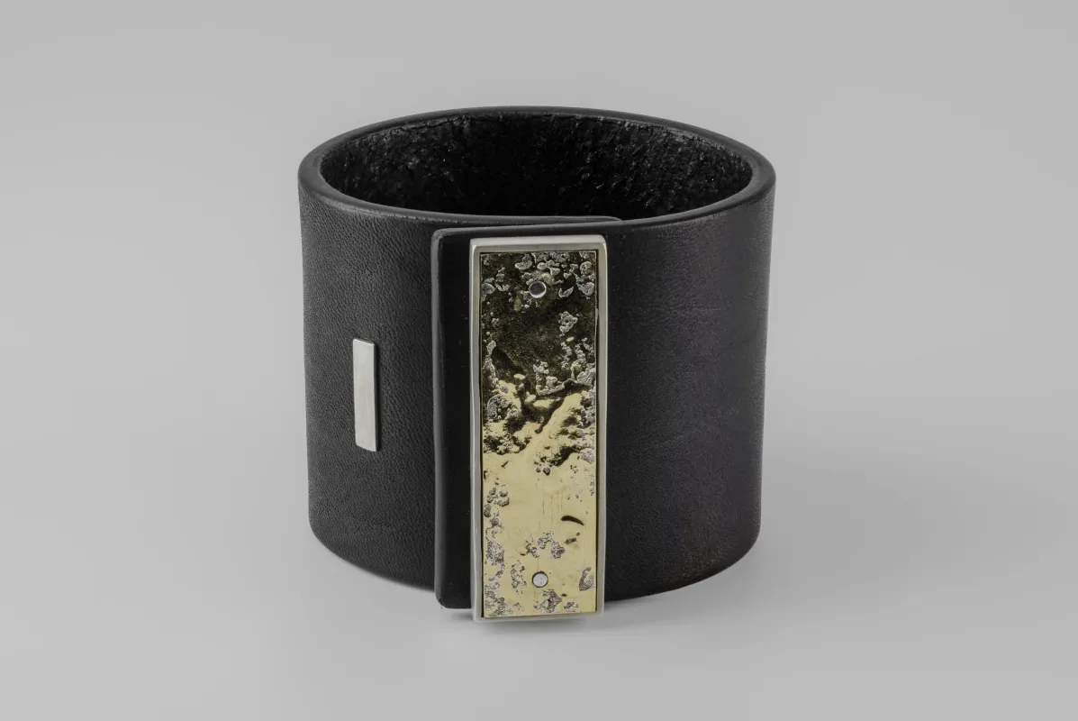 Leather Strap Bracelet (Sistema Bar, Fuse, 60mm, BLK+DA18K) sold by Parts of Four