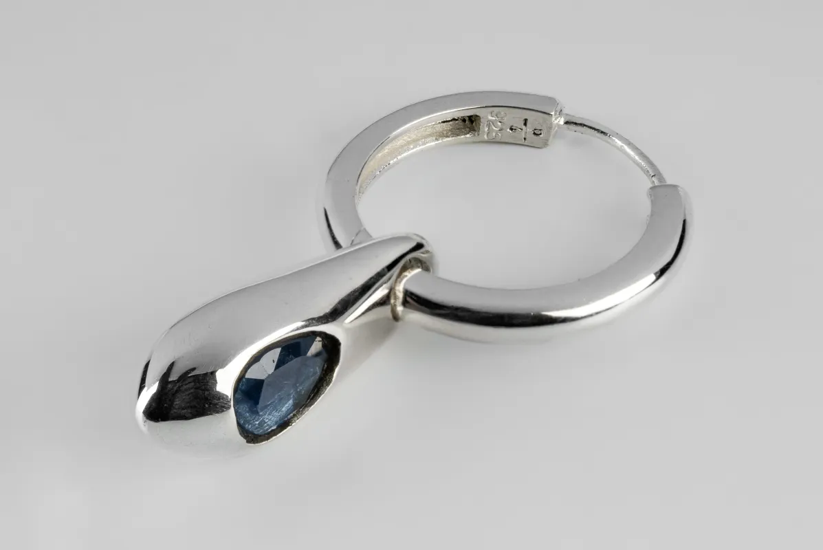 Chrysalis Earring Single Set (1.2 CT Blue Sapphire Faceted Slab, PA+BSAF) sold by Parts of Four