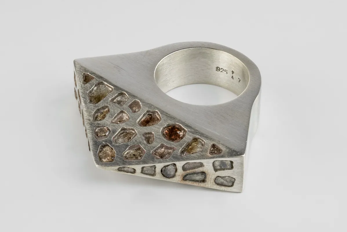 Crescent Bridge Ring (Pyramid Extrusion, Mega Pavé, 9mm, MA+DIA) sold by Parts of Four