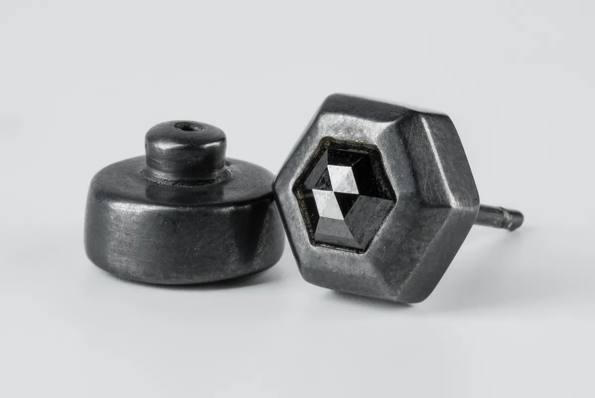 Stud Earring (9mm, Fancy Setting, Black Hex Diamond, 0.5 CT, KA+BLKDIA) sold by Parts of Four