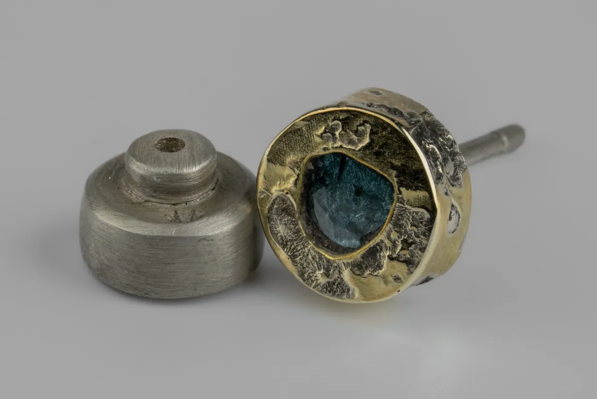 Tiny Stud Earring (Fuse, 0.1 CT, Blue Diamond Slab, DA18K+BDIA) sold by Parts of Four