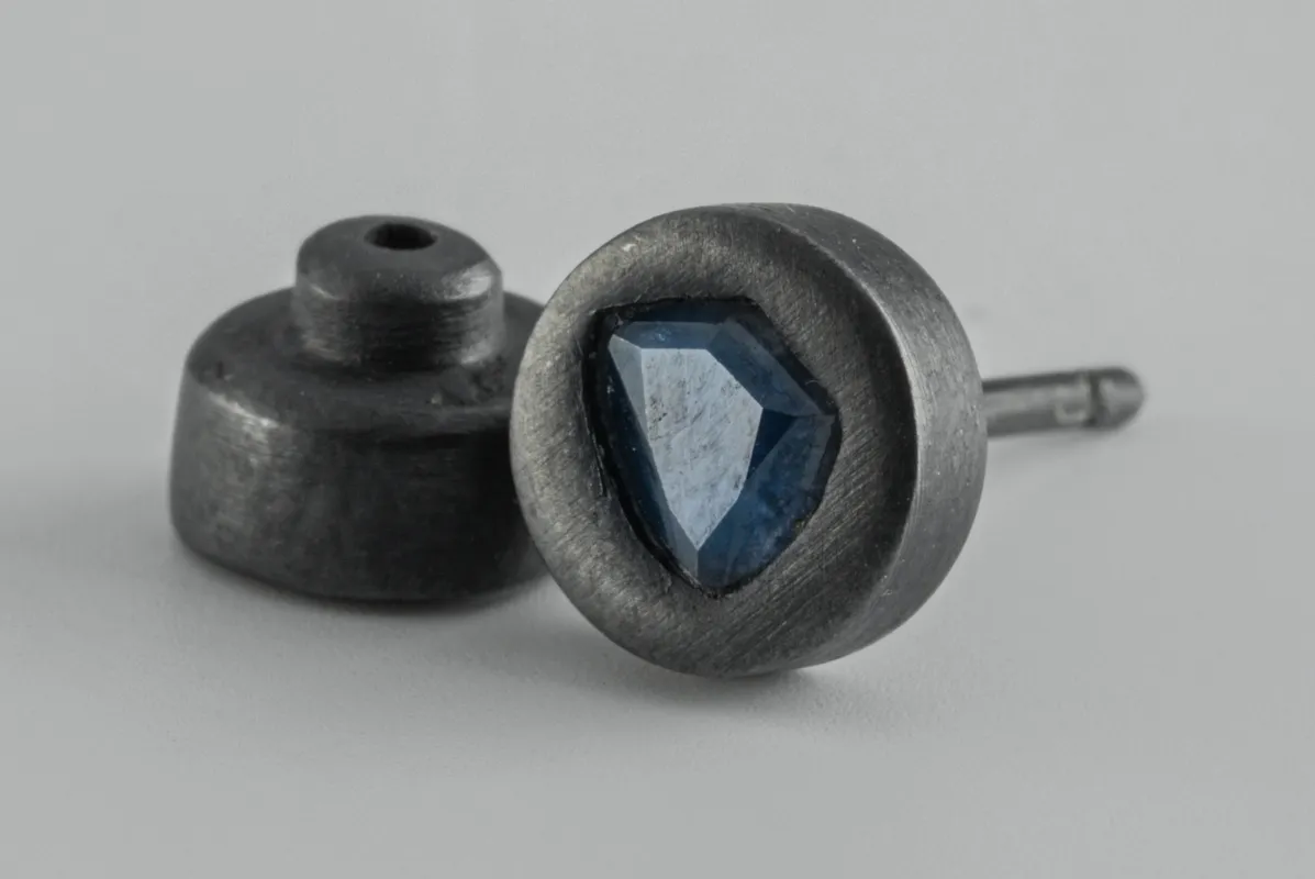 Stud Earring (0.2 CT, Blue Sapphire Faceted Slab, KA+BSAF) sold by Parts of Four