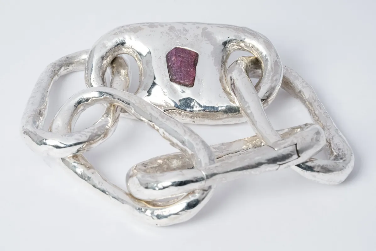 Roman Medium Link Bracelet w/ Medium Closed Link (Ruby Slab, PA+RUS) sold by Parts of Four