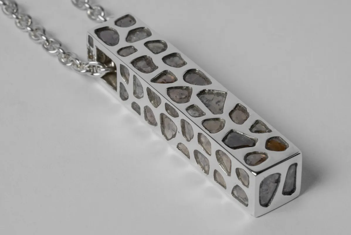 Cuboid Necklace (Half, Short Var., 50cm, Full Mega Pavé, PA+DIA) sold by Parts of Four