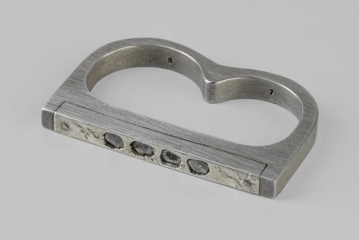 Plate Ring Double (Fuse, 0.4 CT, 4 Diamond Slabs, 4mm, DA10KW+DIA) sold by Parts of Four