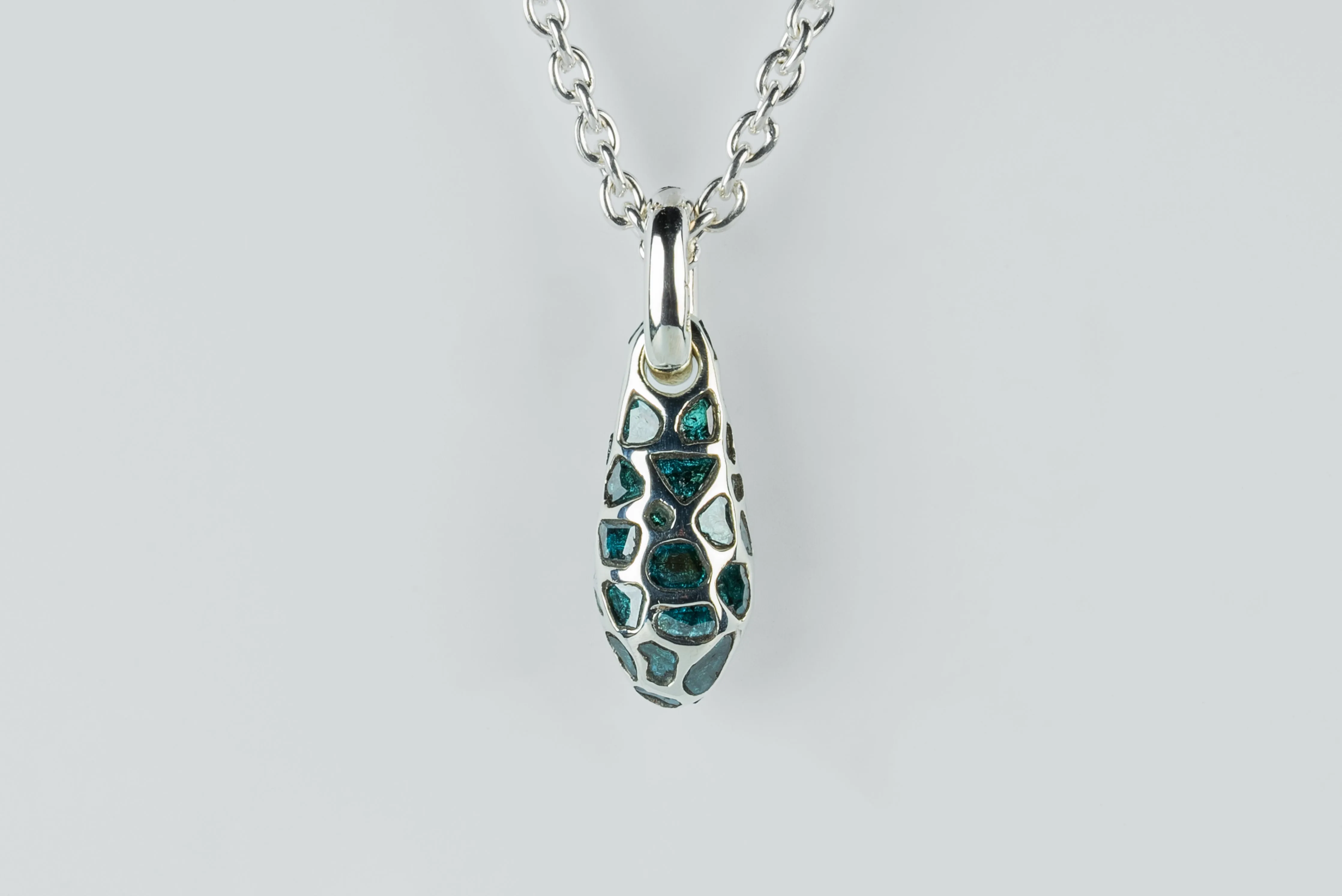 Chrysalis Necklace (Nympha, Mega Pavé, Blue Diamond Slabs, No.1, PA+BDIA) sold by Parts of Four product image thumbnail 3