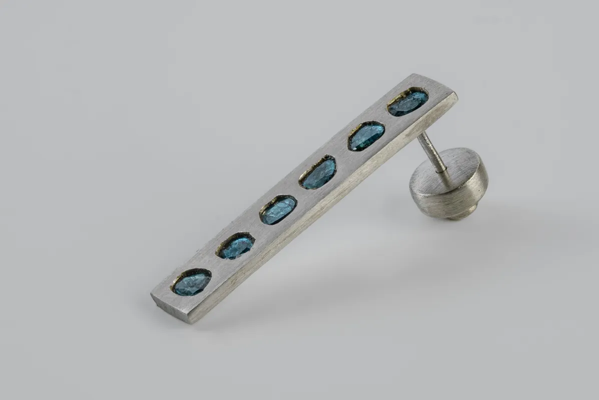 Plate Earring (0.6 CT, 6 Blue Diamond Slabs, 34mm, MA+BDIA) sold by Parts of Four