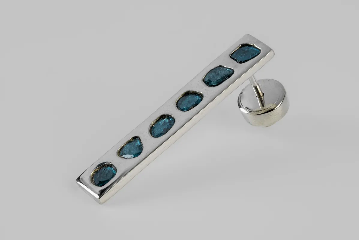 Plate Earring (0.6 CT, 6 Blue Diamond Slabs, 34mm, PA+BDIA) sold by Parts of Four