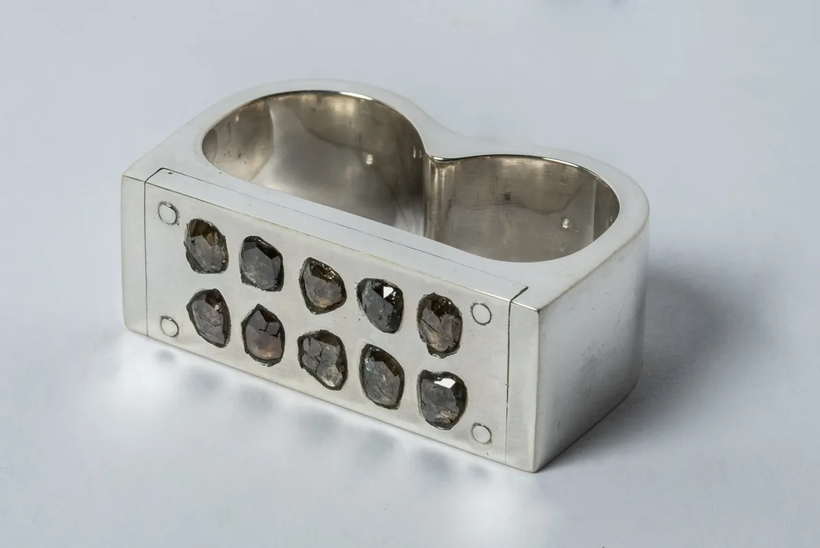 Plate Ring Double (5.6 CT, Tiny Faceted Diamond Slabs, 17mm, PA+FCDIA) sold by Parts of Four