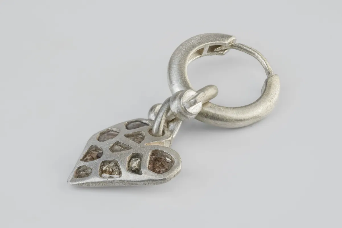 Jazz's Solid Heart Earring (Extra Small, Half Mega Pavé, MA+DIA) sold by Parts of Four