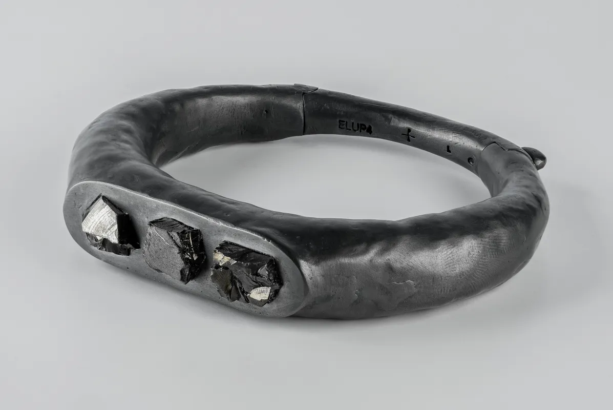 Thin Roman Bracelet (Noble Shungite, 3-Stone, KAS+NS) sold by Parts of Four