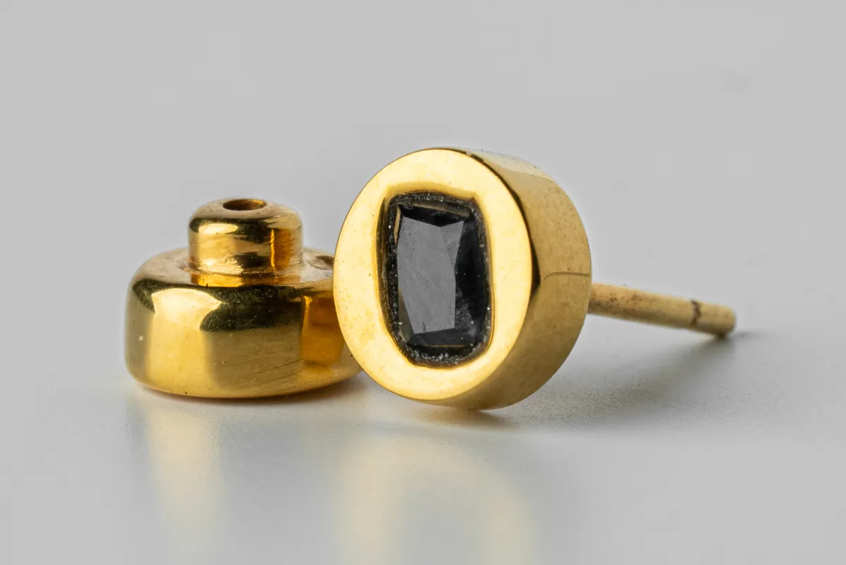 Stud Earring (0.2 CT, Blue Sapphire Faceted Slab, YGA+BSAF) sold by Parts of Four