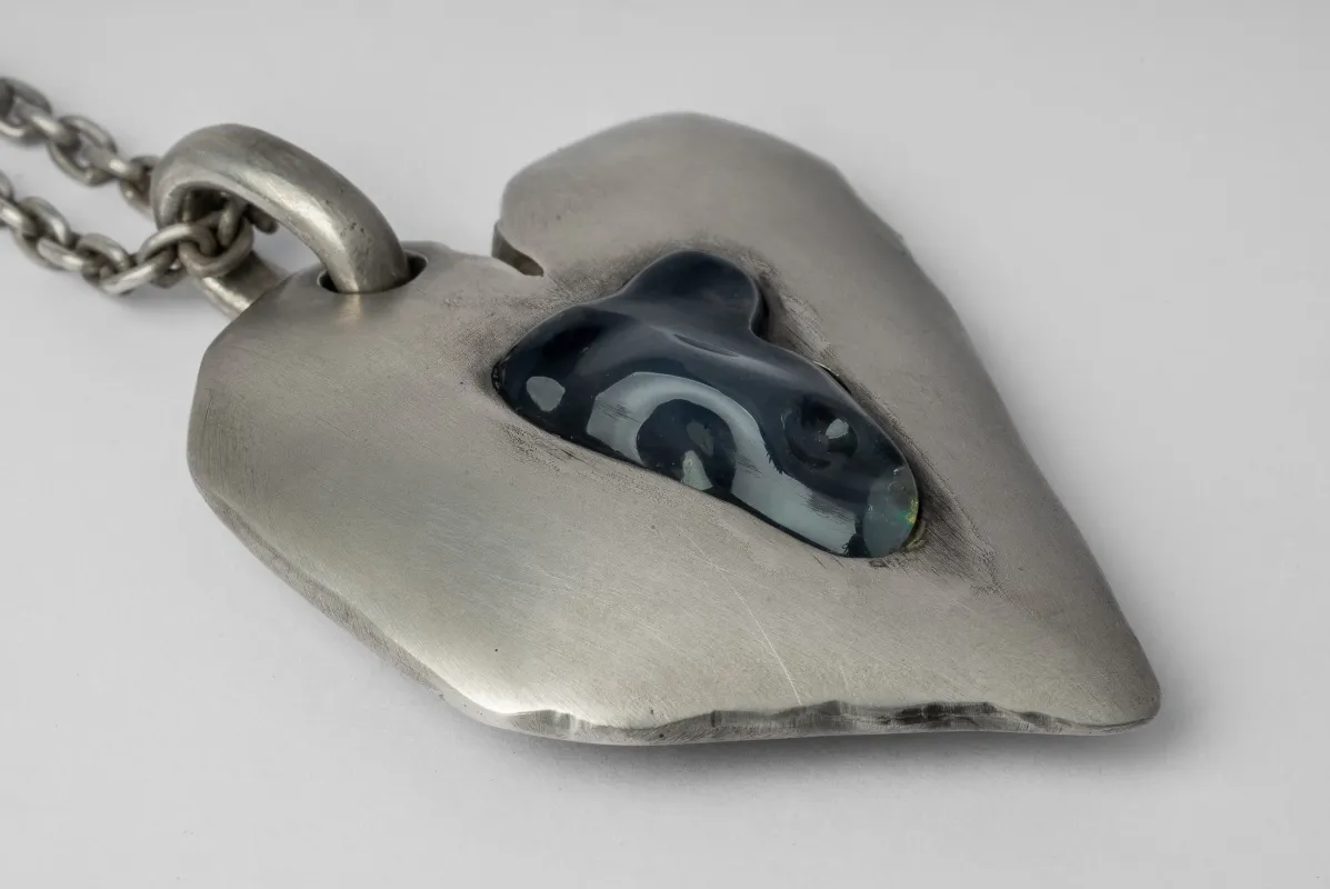 Jazz's Solid Heart Necklace (Small, Opal, DA+OPL) sold by Parts of Four